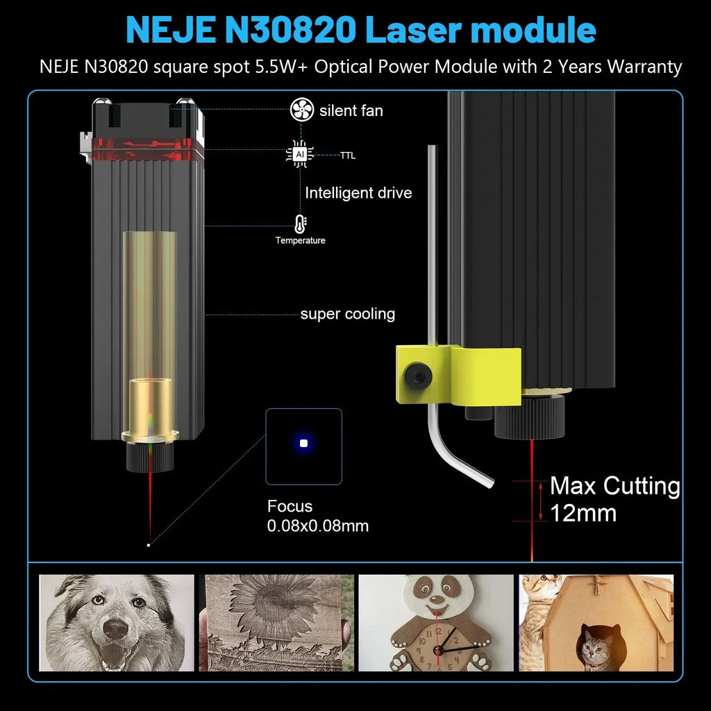 NEJE N30820 E30 E40 A40630 A40640 CNC Diode Laser Module 40W 80W for Wood Carving and Laser Cutting Powerful Laser Tool