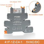 Din Rail Slim Relay Module 41F-1Z-C4-1 Integrated PCB Mount Power Relay With Relay Holder 12V 24V ACDC 220V Relay Socket 6.2mm