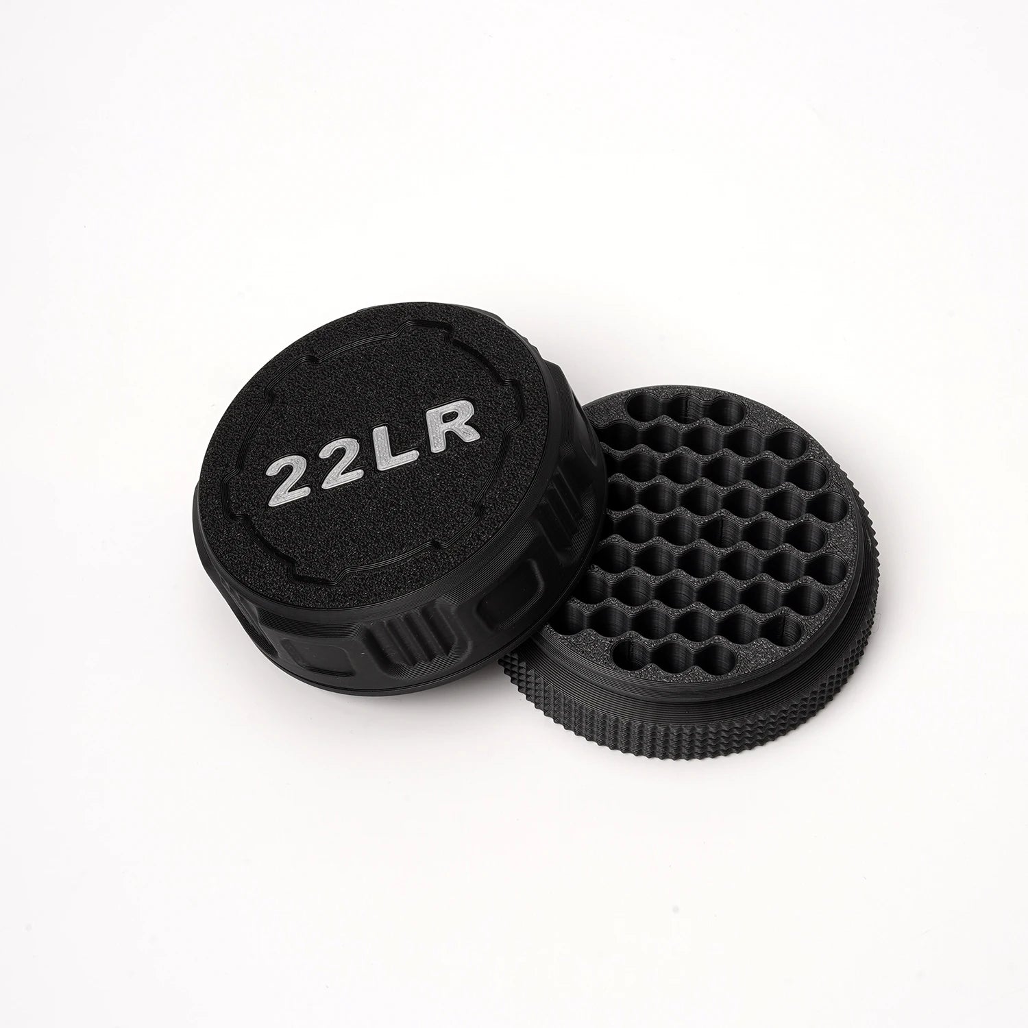 A compact storage case capable of holding 55 .22LR rounds—convenient for carrying to the shooting range.