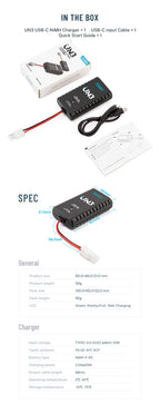 ToolkitRC U3 2-3S LiPo UN3 4-8S USB-C NiMh Battery Charger 2A 25W Balance Port Direct Charge for RC Model FPV Drone Car Airplane