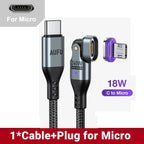 AUFU 16pin 180 Rotate Magnetic Cable 240W Fast Charging Micro USB Type C Cable For iPhone Xiaomi Samsung Magnet USB Phone Cable