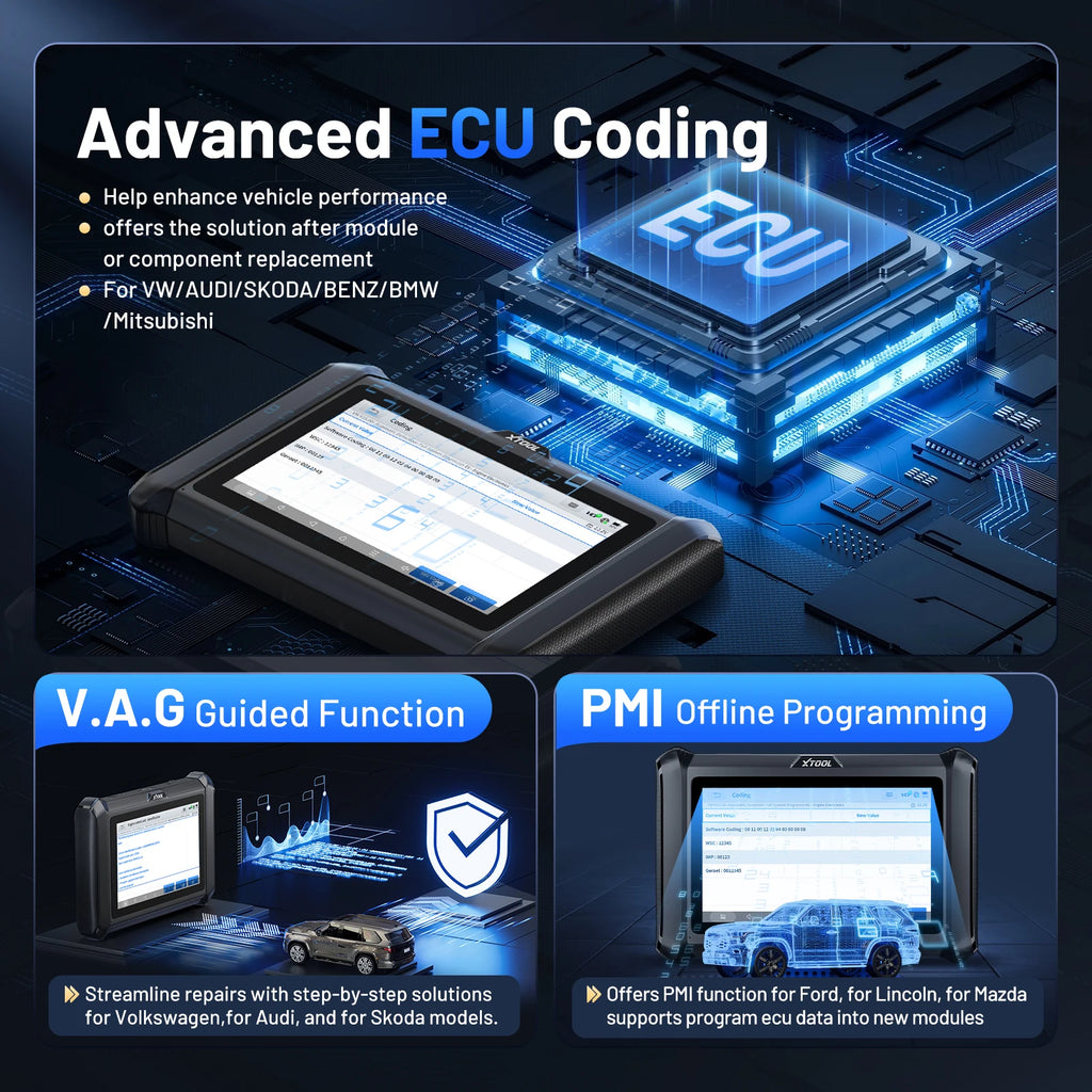 XTOOL D7W Bluetooth Diagnostic Tool All System Automotive Scanner Bi-Directional Control ECU Online Code Built in CAN FD DOIP