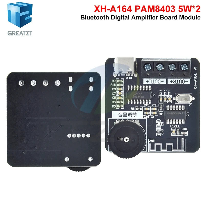XH-A164 Miniature Digital Bluetooth Amplifier Board PAM8403 Case Modification TYPE-C Power Supply Dual 5W