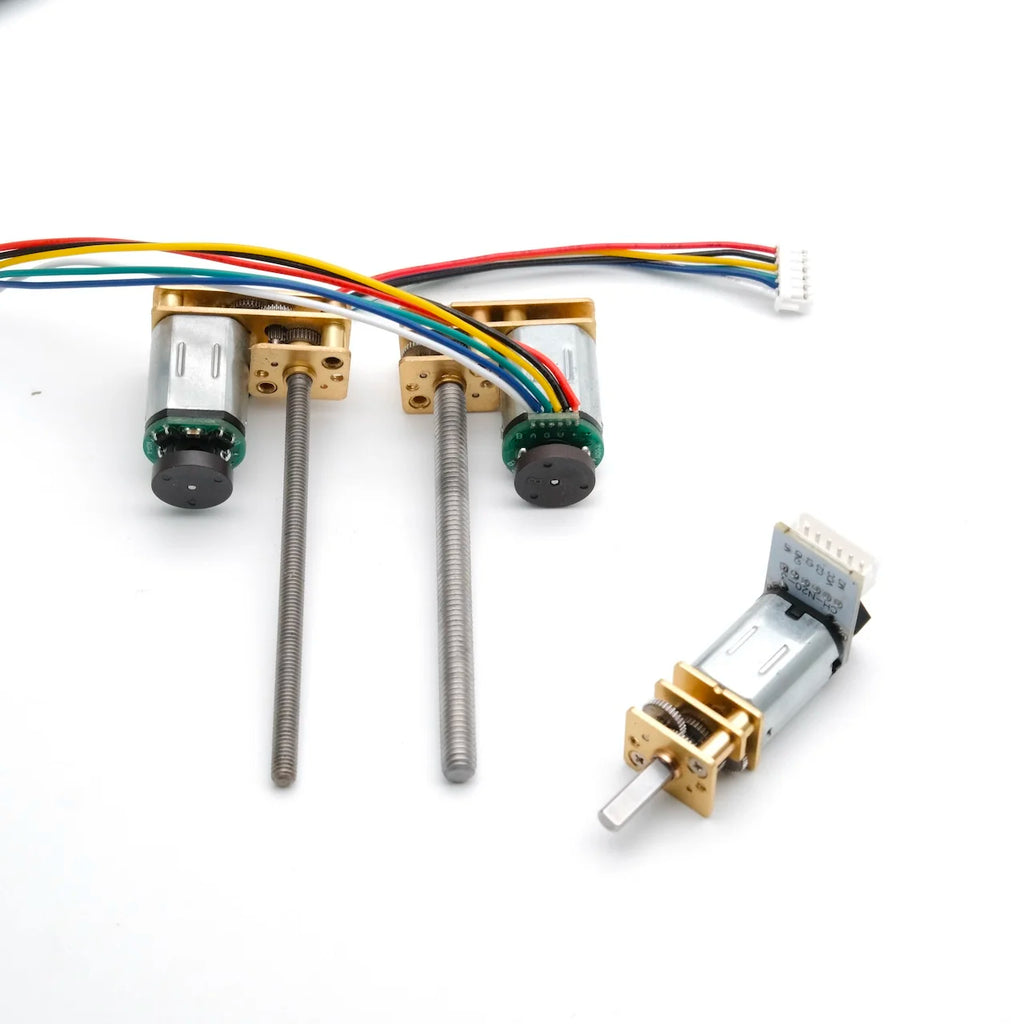 N20 DC Encoder Motor 3V/6V/12V with M3 M4 Screw Thread 55mm Long Shaft 7PPR 15-1000RPM for DIY Car Model Magnetic Encoder Motor