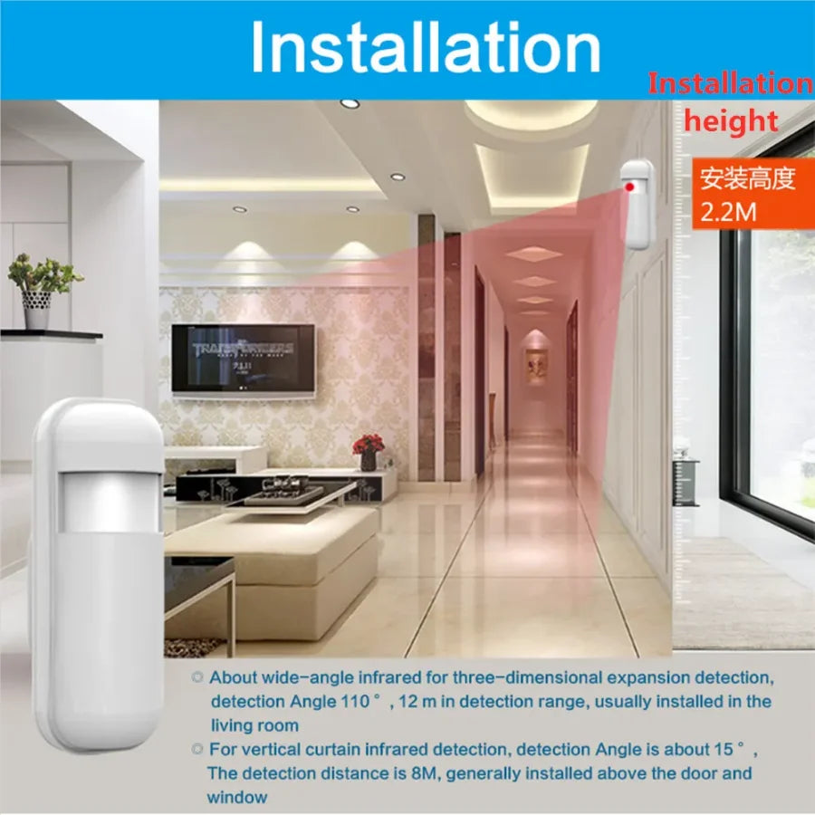 Wireless Infrared Motion Detector 433MHz EV1527 for Home Alarm System PIR Motion Sensor Detector， Home Wireless Motion Sensor
