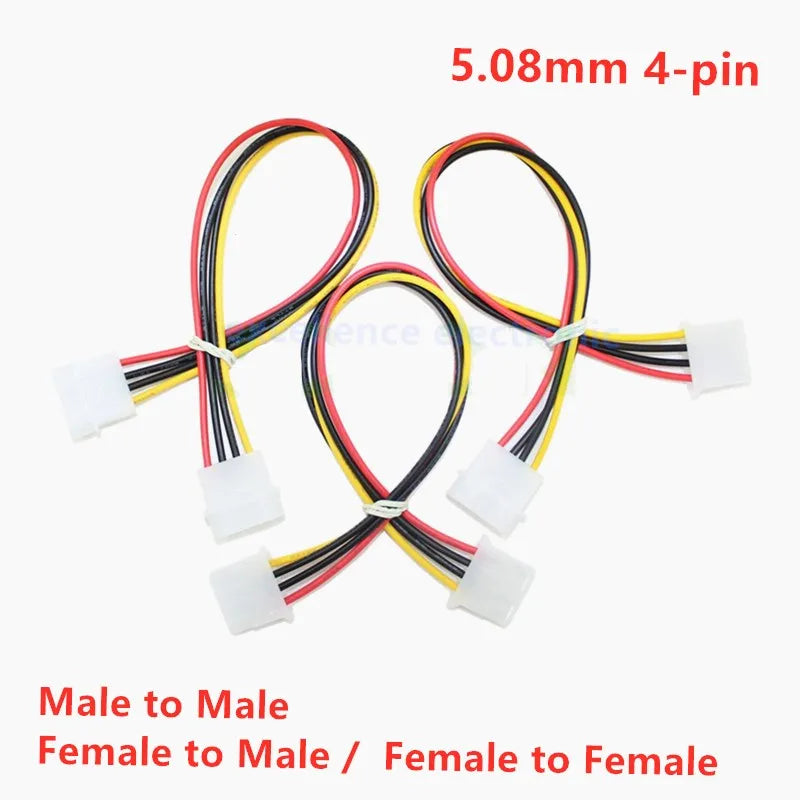 1pcs 30cm IDE 4-Pin Male to Female Extension Cable PC Power Supply Wire Housing Adapter Connector 5.08mm Pitch
