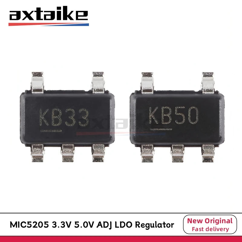 20PCS MIC5205-5.0YM5 MIC5205-3.3YM5 SOT23-5 KB33 KB50 KBAA MIC5205 3V3 5V ADJ 150mA 1% Low Noise LDO Regulator SMD IC