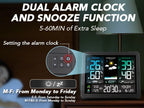 Wireless Weather Station Digital Indoor Outdoor Thermometer Hygrometer with 3 Remote Sensors Sunrise Sunset Forecast Alarm Clock