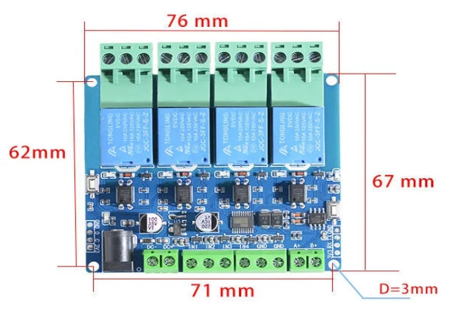 Modbus RTU 1 2 4 8 Channel Way relay module 5V 12V 24V Switching Switch Input/output RS485/TTL Communication