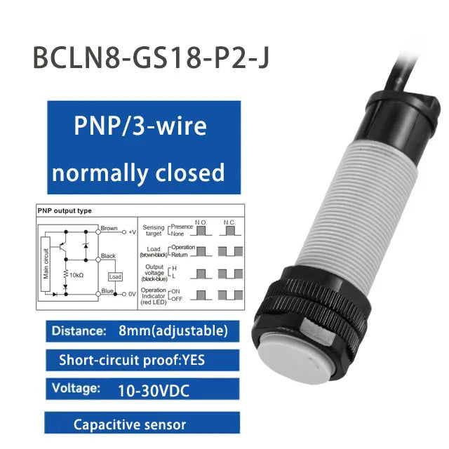 CR18 Capacitive Liquid Level Sensor NPN PNP NO NC Level Proximity Switch 220V