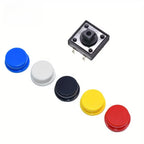 25Pcs 12*12*7.3MM Micro Switch Button Switch Momentary Tactile Push Button Switchs Circular 5 Colors Cap Kit DIY For Arduino