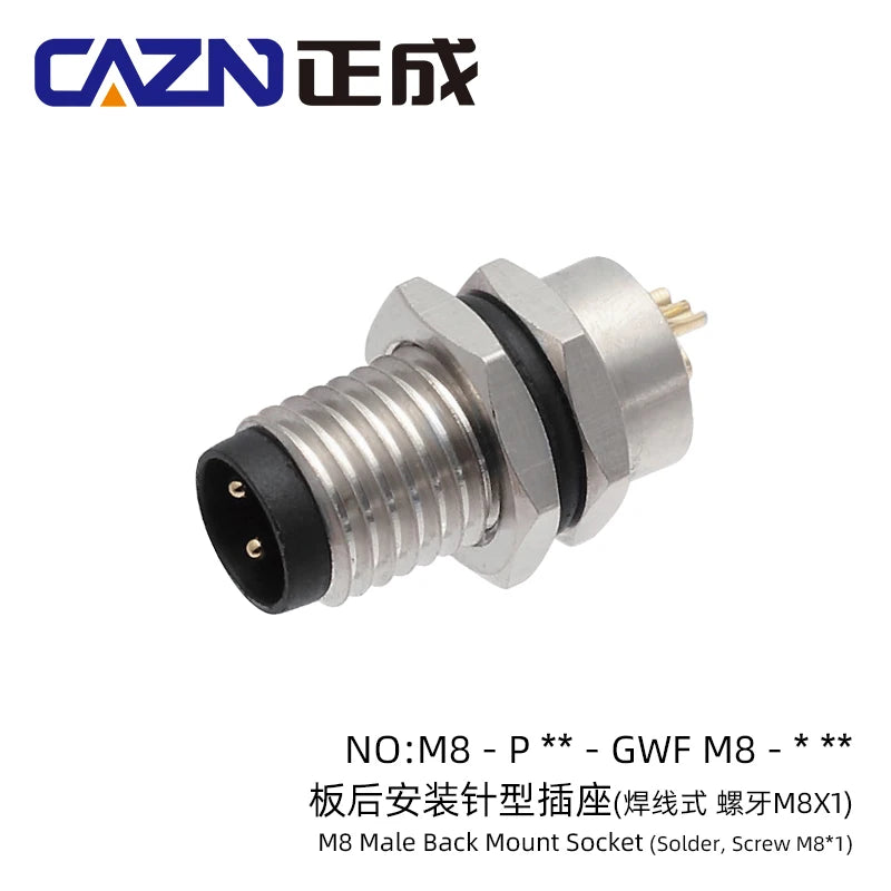 M8 Socket 3 4 5 6 8 Pins Female Male Solder Type Front Back Panel Mount Waterproof Connectors