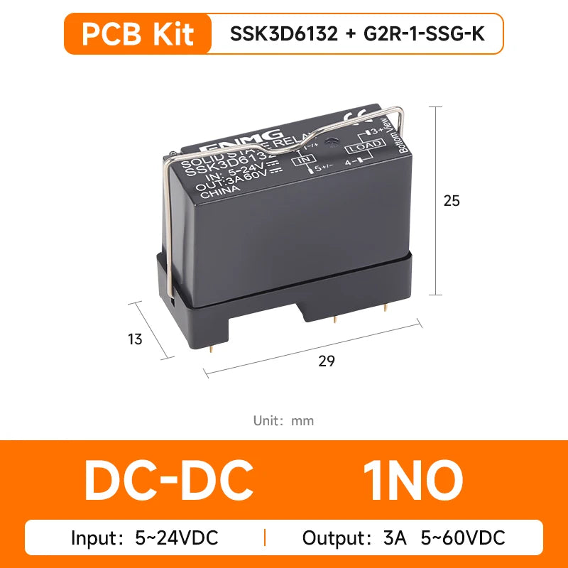 ENMG PCB Mount Solid State Relay, SSK10D6132 Miniature Pin-Type DC Control DC/AC 24V Printed Circuit Board Mount Plug-in Type.