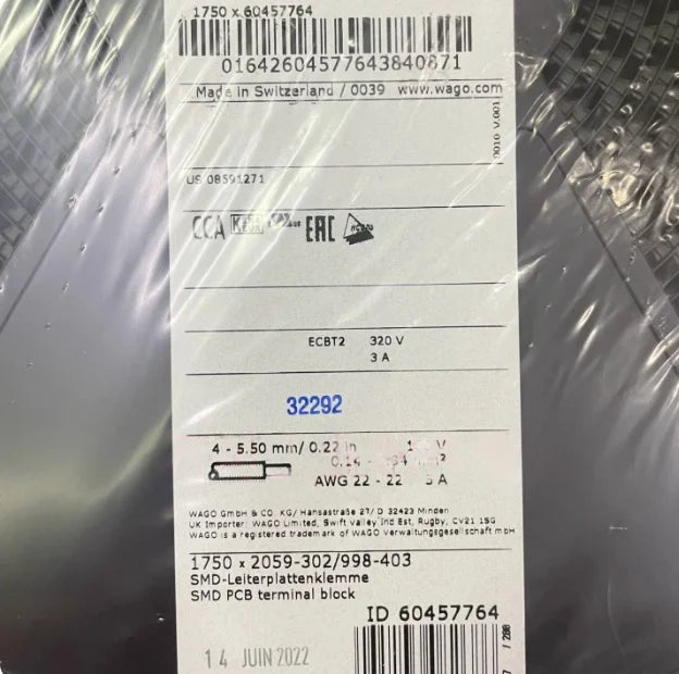Original WAGO SMD LED PCB Terminal 2060‑451‑998‑404 / 2061‑602 / 2059‑301 Surface Mount Connector for LED Module Light