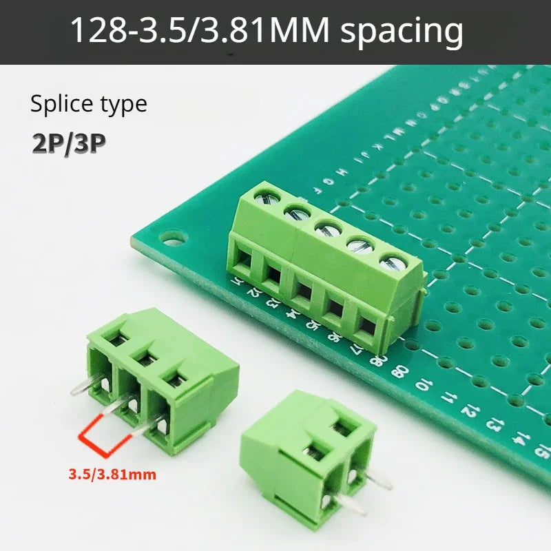 5pcs/lot Screw Type PCB Terminal Blocks Can Be Spliced Green KF128/JM128-2.54/3.5/3.81/5.0/5.08/7.5