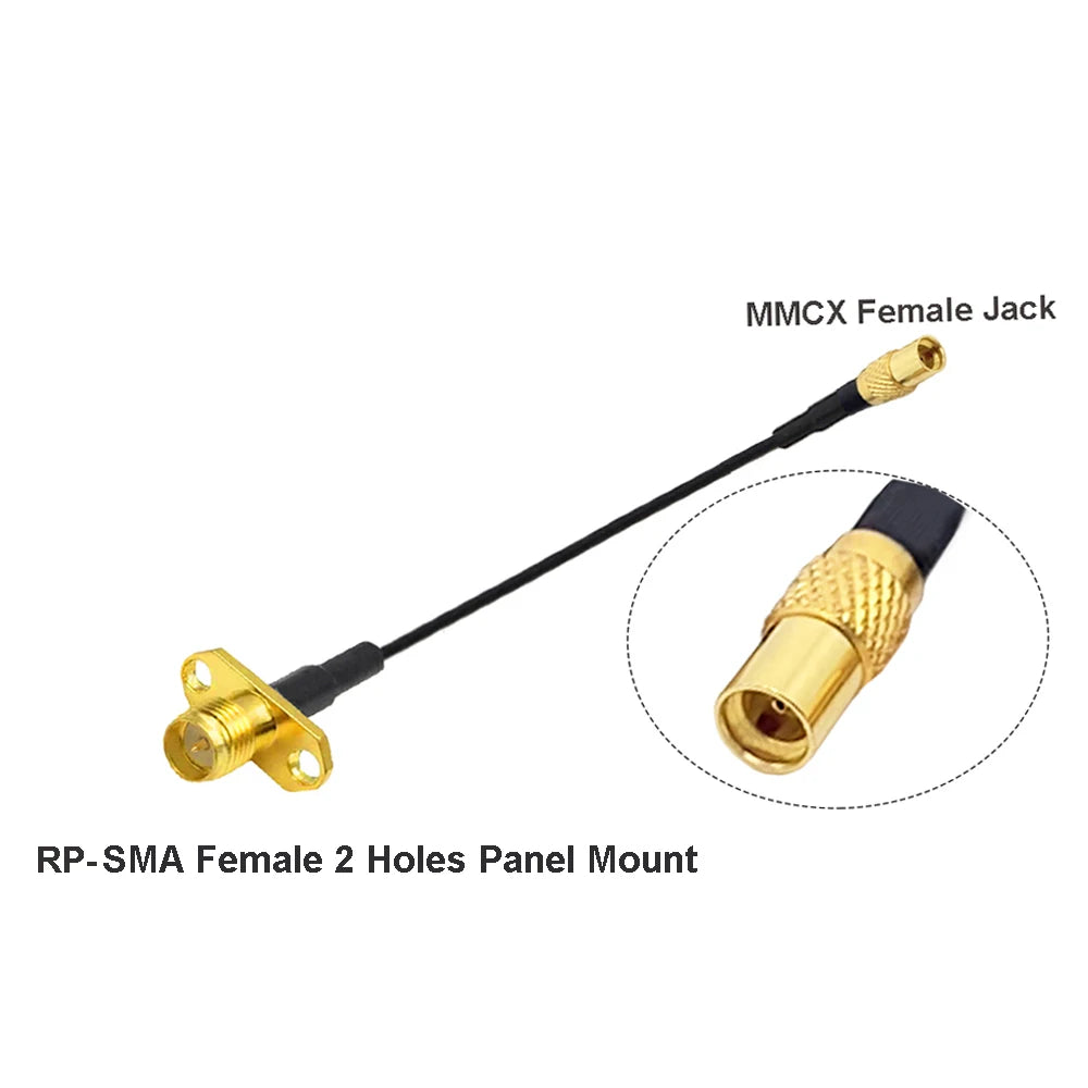 1PCS MMCX to SMA/RP-SMA Female Flange Panel Mount RF1.37 Pigtail Cable FPV Antenna Extension Cord for TBS Unify PandaRC VTX