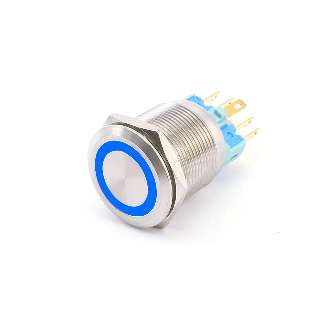 ABILKEEN 22/25MM 1NO1NC/2NO2NC Metal Push Button Switch IP65 Waterproof Momentary/Latching Push Button with LED Ring Light