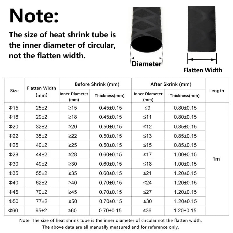 1pcs Anti-Slip Heat Shrink Tube 15mm ~ 60mm Handle Grip Repair Tool Protective Tubing Non Slip Insulation Sleeve for Fishing Rod
