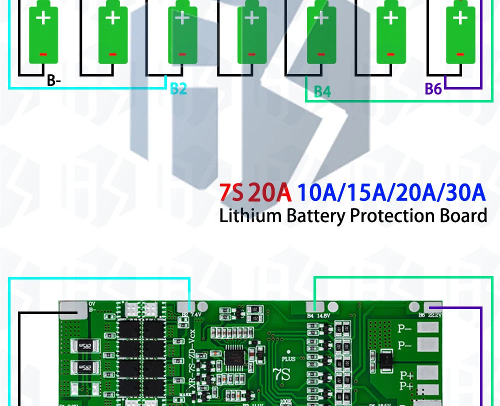 1~5PCS BMS 7S 24V 10A 15A 20A 30A Li-ion 18650 Battery Charge Board With Balance Function Short Circuit / Temperature Protection