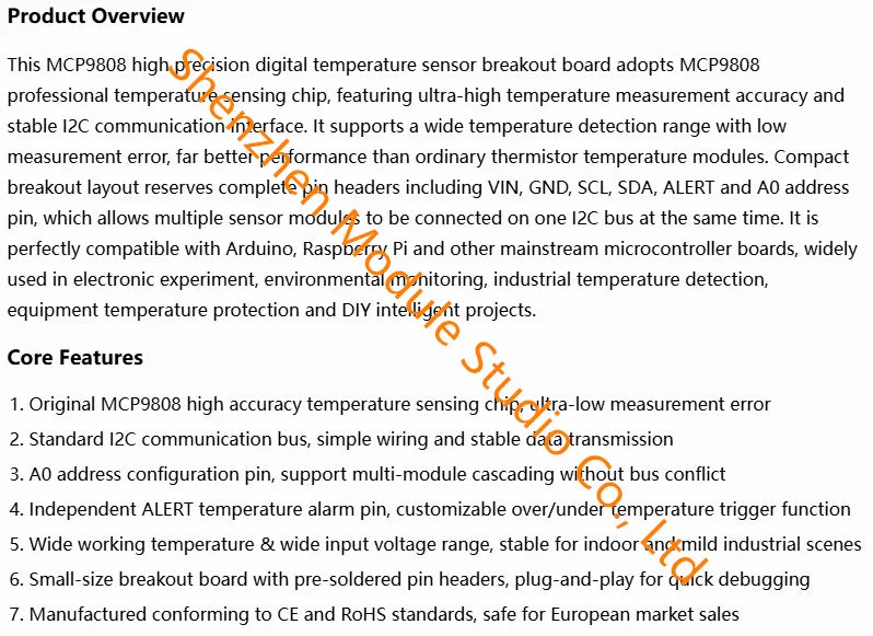 1PCS MCP9808 High Precision I2C Digital Temperature Sensor Breakout Board High Accuracy Temperature Detection Module