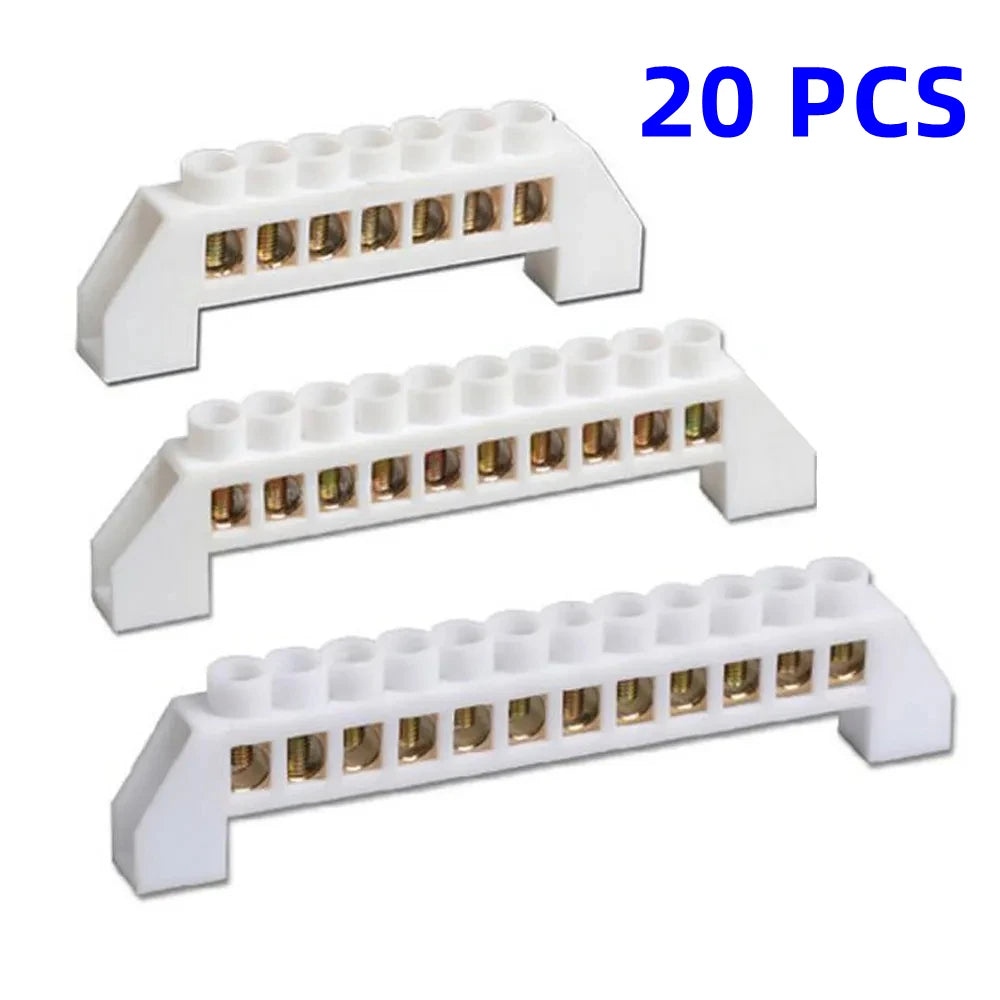 20PCS 5/7/10/12 Hole Bridge Type Zero Line Row Ground Row Ground Copper Bar Distribution Box Connected To Zero Terminal Row