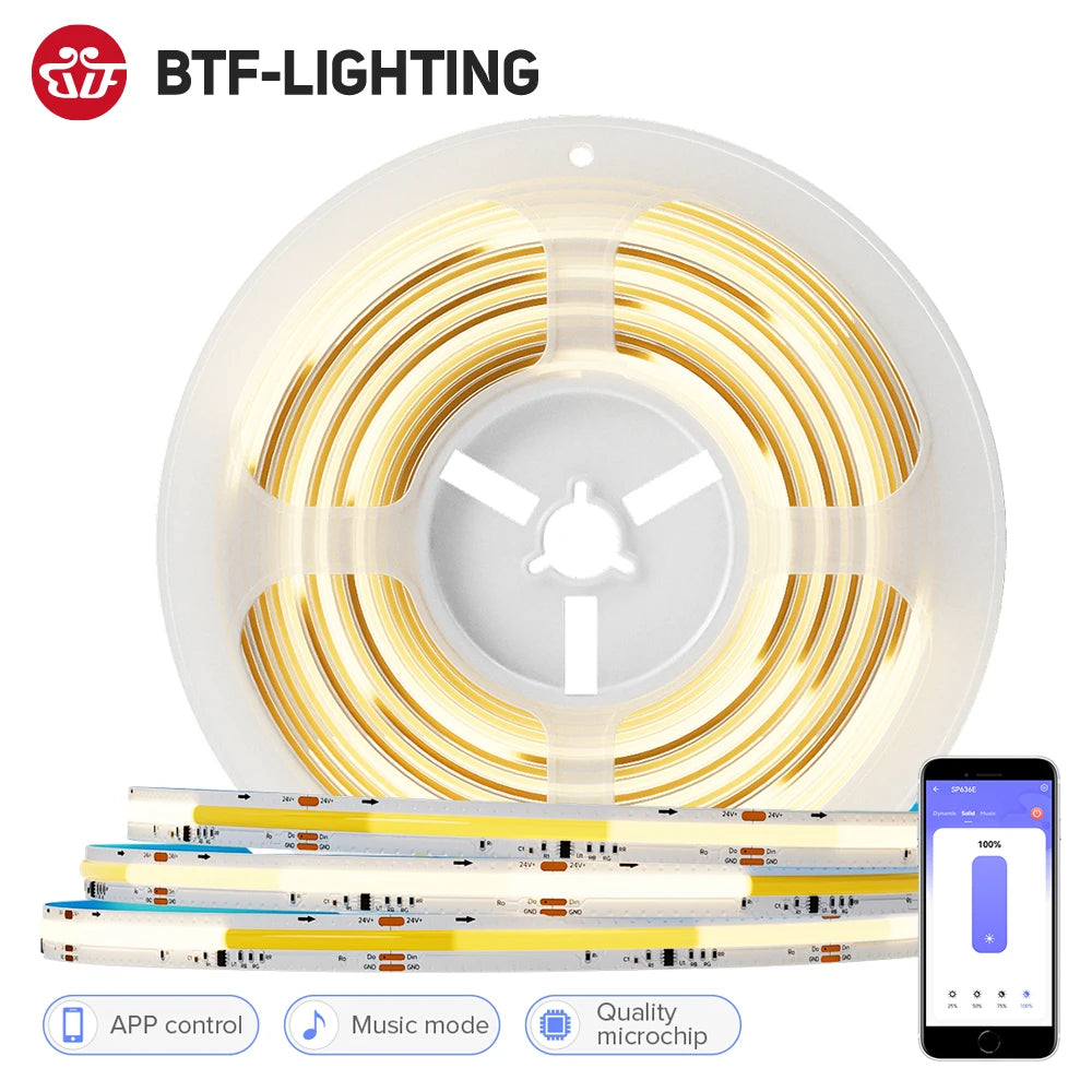 FCOB SPI DIM IC LED Light Strip Addressable 360LEDs 10mm 24V 60W High Density Flexible FOB COB Led Lights RA90 3000K 4000K 6000K