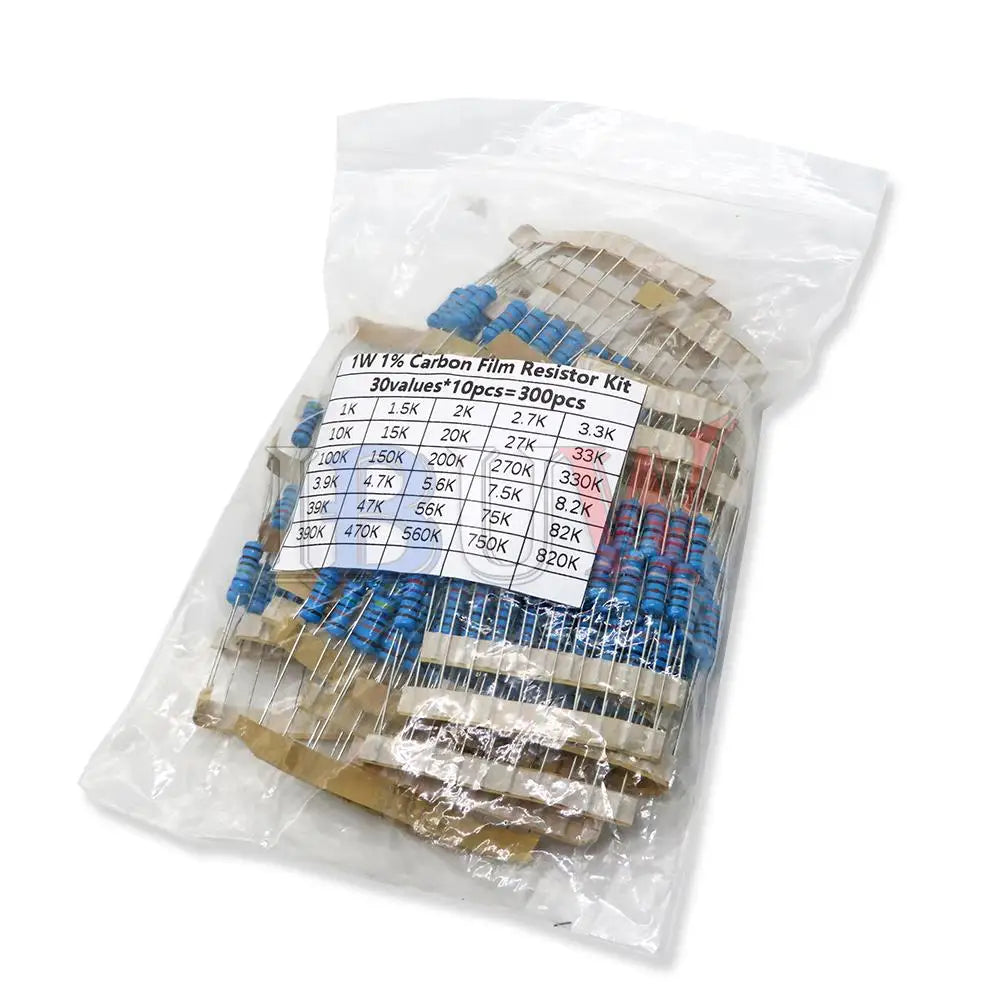 150PCS 300PCS 1/4W 1/2W 1W 2W 3W Resistance 1% Metal Film Resistor Assortment Kit Set 30Kinds Each 5/10PCS 1~750 1K~820K Ohm