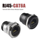 Metal CAT6A C-type RJ45 Network Direct Module Socket Cat 6A Ethernet Interface Data Signal Connector RJ45 Round Panel Sockets