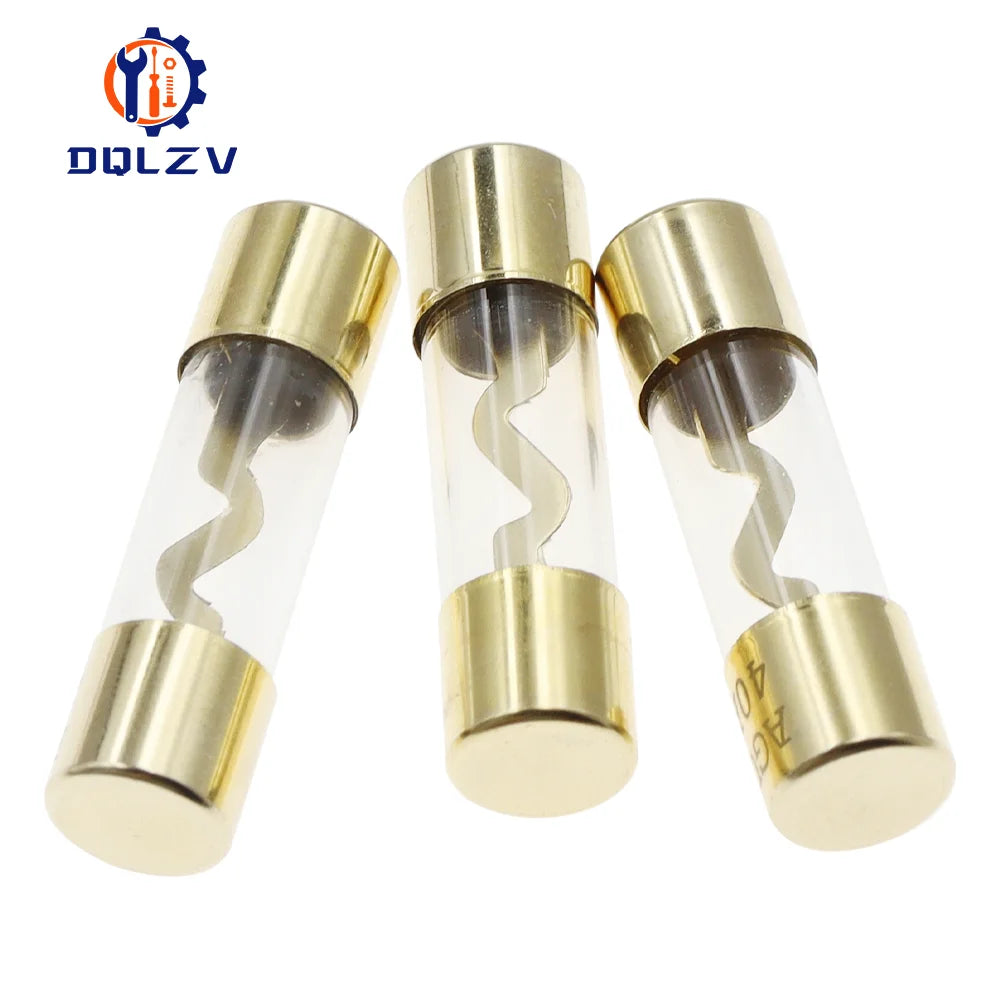 5Pcs Gold Plated Glass AGU Fuse Fuses Pack Car Audio Amp Amplifier 10A 15A 20A 25A 30A 40A 50A 60A 70A 80A 100A Car Fuse