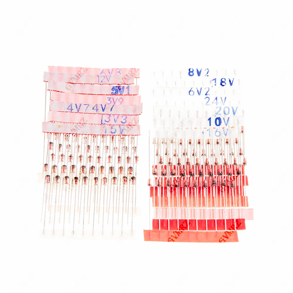 140pcs/Lot 1W Zener Diode Assorted Kit 3.3V-24V 14values*10pcs=140pcs Electronics Component Sample Set 3.3V 3V9 4V7 5V1 6V2 6V8