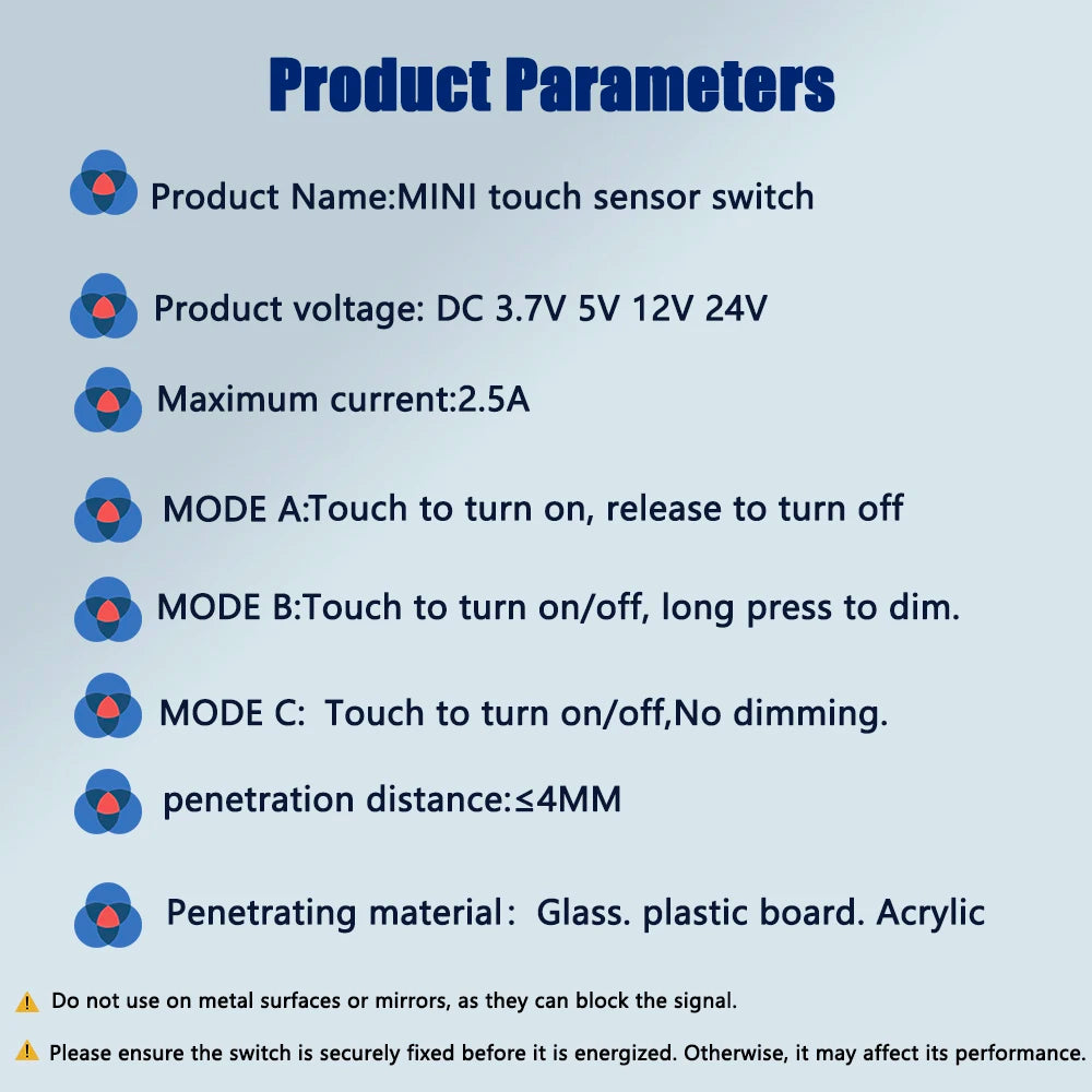 Capacitive Touch Sensor Mini Penetrating Touch Dimmer Switch Hidden LED Control DC 3.7-24V  Water Level Monitor 4MM Penetration