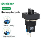16mm Key Rotary Knob Push Button Switch 2 3 Positions Latching Self Lock Round Square Selector Start Up Power Switch 3/6 Pins