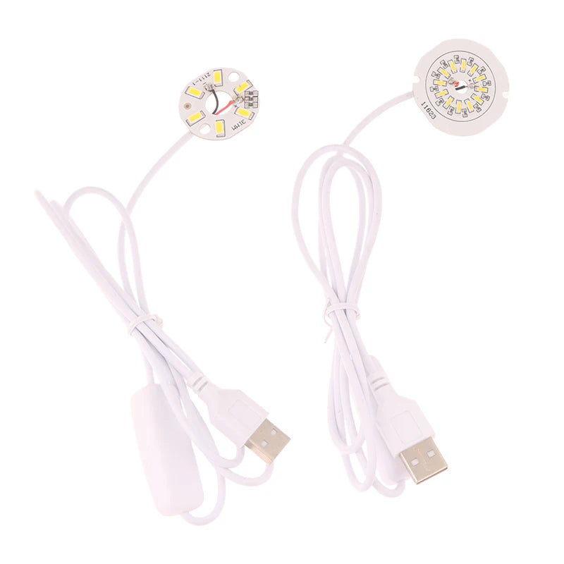 1Pc 1.5M Line Length DC5V LED Chips SMD5730 LED Lamp 31/38/48/50mm USB 3W Light Board Warm White Light With ON/OFF Switch Cable
