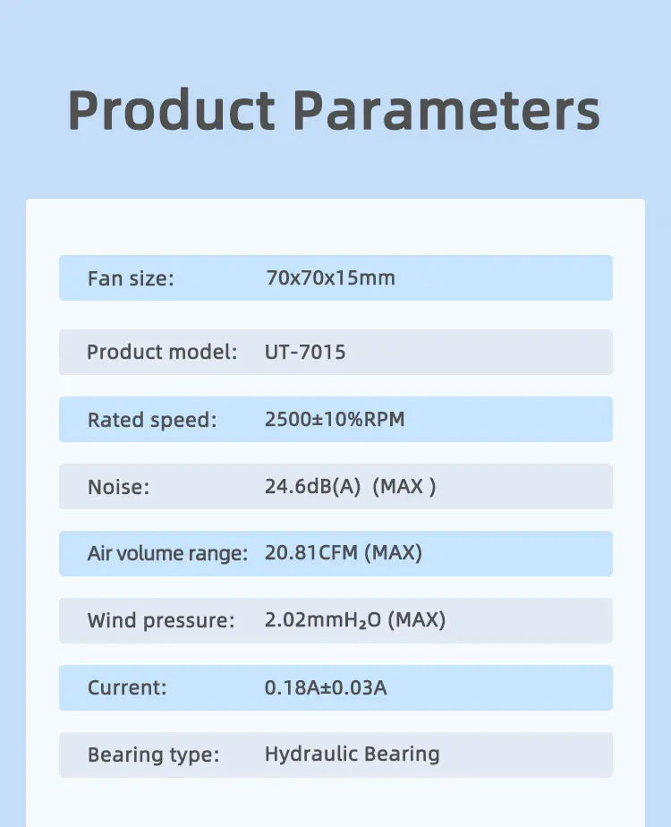 TEUCER UT-60 Slim 60mm PC Case Fan 3500RPM High Airflow CPU Cooler 6/7CM Ultra-thin Cooling Fan
