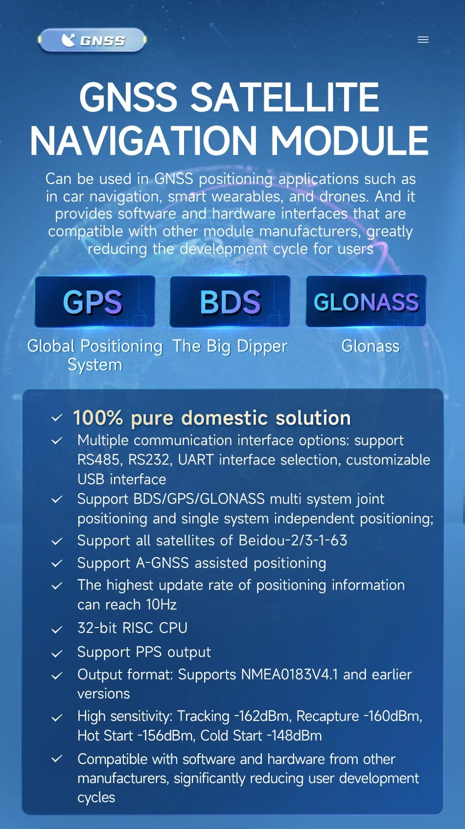 GNSS Module MultiMode Satellite Position Navigation BDS GPS GLONASS CDSENT E108-GN03 Series Low Power Consumption Small Size