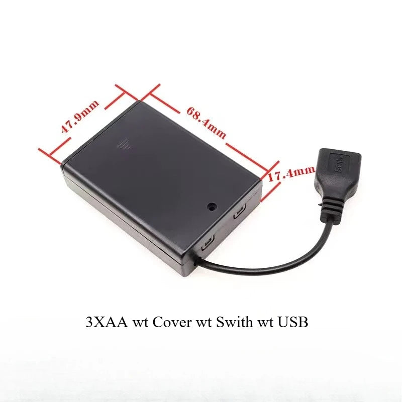 2X 3X 4X 6X 8X AA USB Battery Case With Power Switch With USB Socket AA Battery Box for 5V LED Strip Lights Mini Power Supply