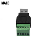 USB 2.0 Type A Male/Female to 5 Pin Screw Block Connector USB Jack with Shield USB2.0 to Screw Terminal Plug Adapter Converter