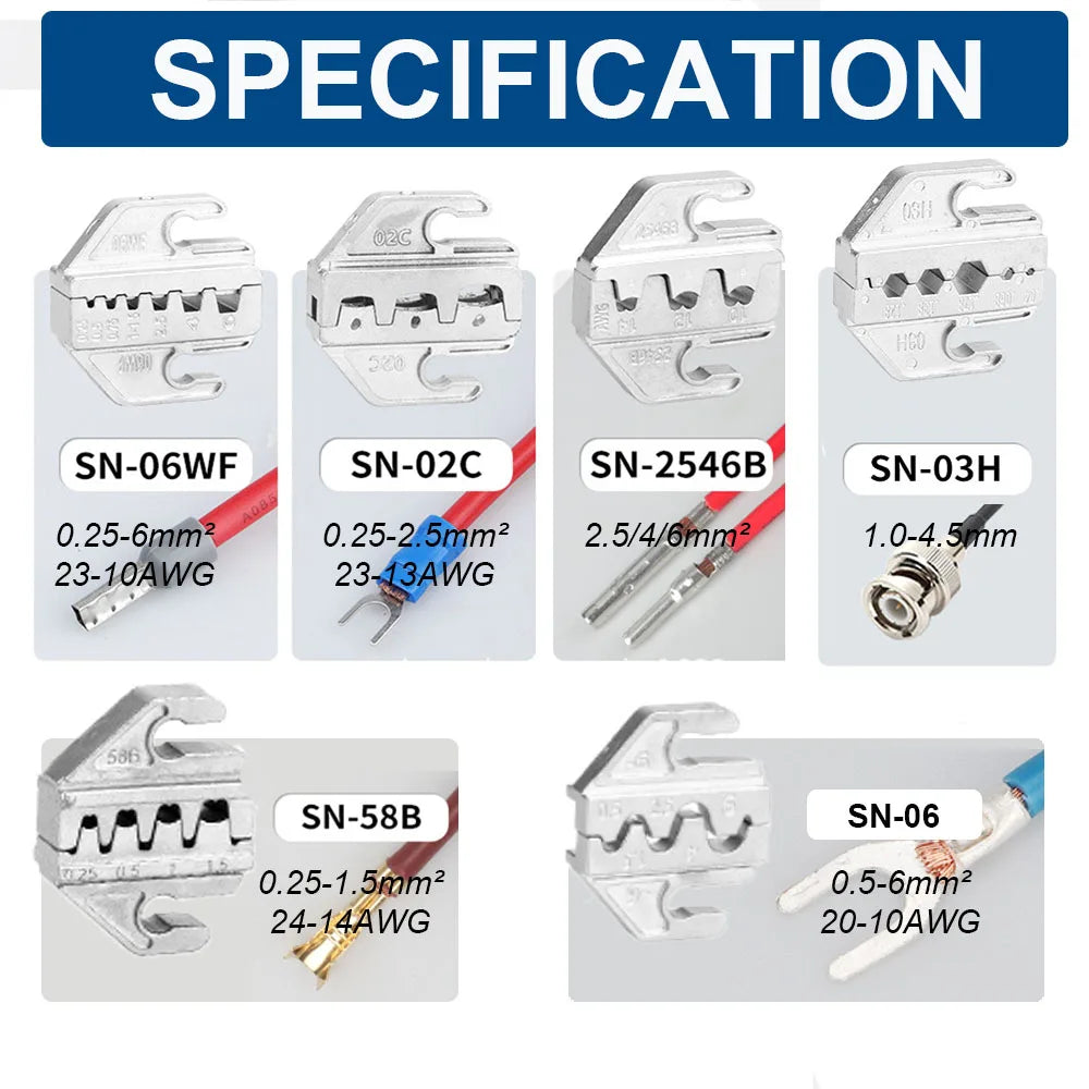 SN-68B Wire Crimping Tool for XH2.54/DuPont2.54/2.8/4.8/6.3/ Non-Insulated/Ferrule Terminals Ratcheting Crimper SN-58B