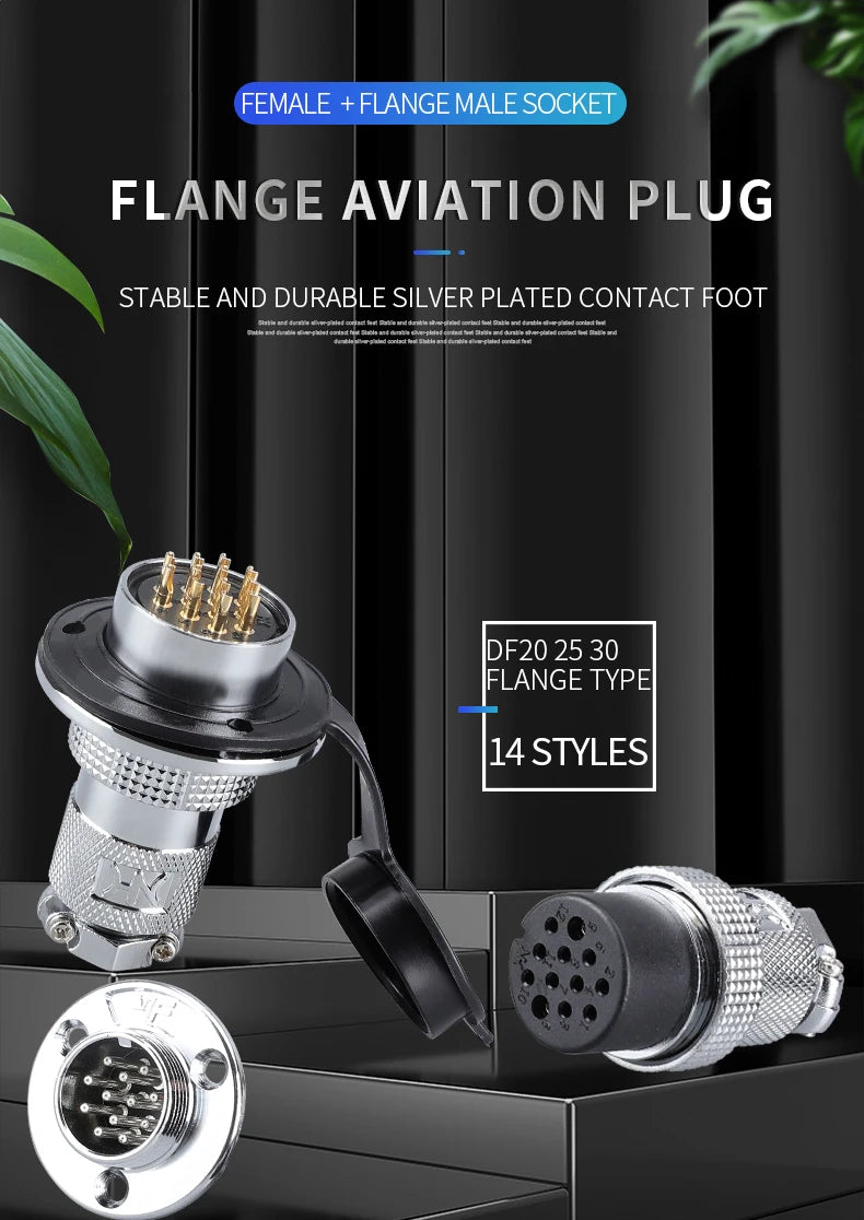 1 Set DF30 Aviation Female Plug & Male Socket GX30  2 3 4 5 6 7 8 10Core14 Pin Circular Flange Electric Wire Connector