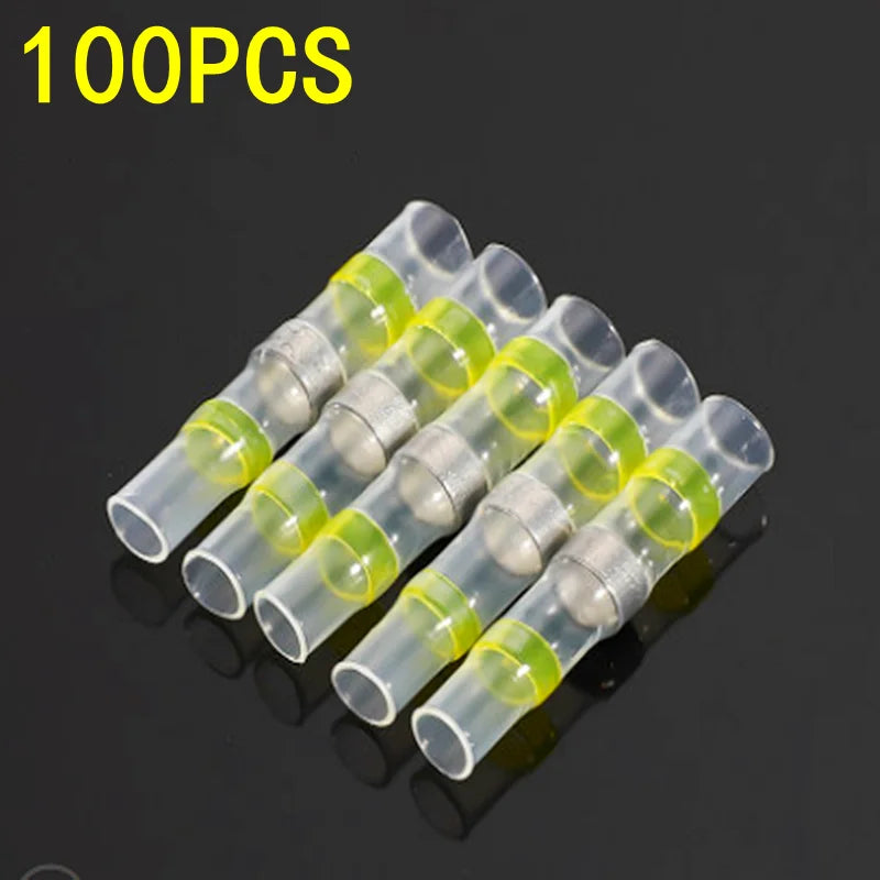 50/100pcs,Soldering Thermal Casing,Waterproof,Solder Seal Heat Shrink Butt Wire Connectors Terminals Electrical Copper with Glue