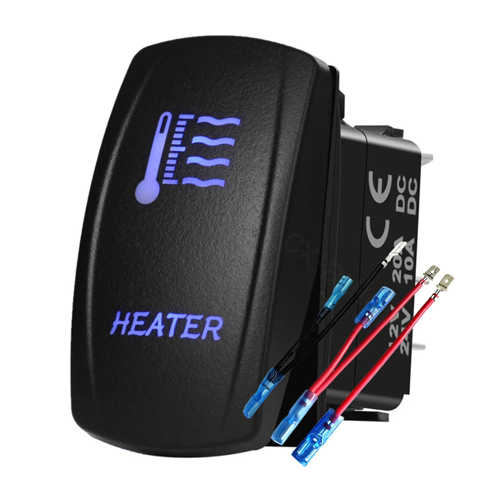 12V 24V Boat Trim Tabs Switch (ON)-OFF-(ON) Momentary Rocker Switch Waterproof Blue Light ON-OFF Toggle Switch With Harness