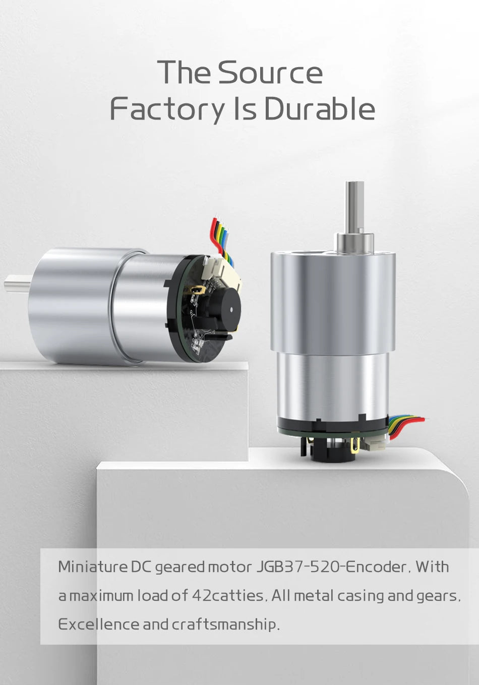 JGB37-520 Hall Encoder Miniature DC Geared Motor 6V12V Forward And Reverse 6RPM~1590RPM With Speed Measurement