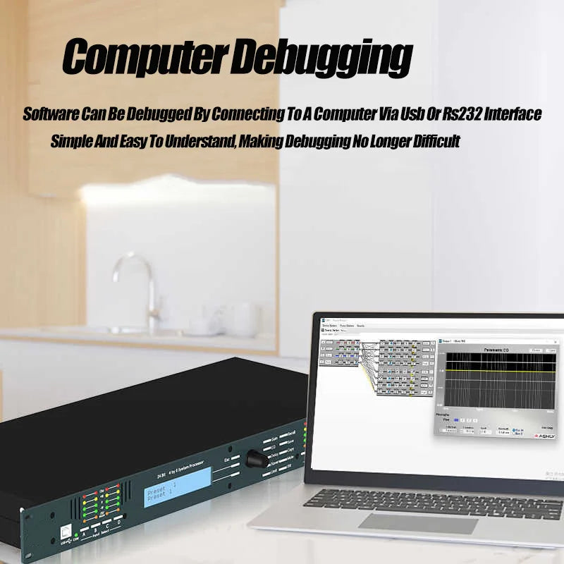 PaulKitson Professional Digital Signal Processor 4In 8Out 4.8SP DSP Speaker Management Professional Audio Stage Equipment System