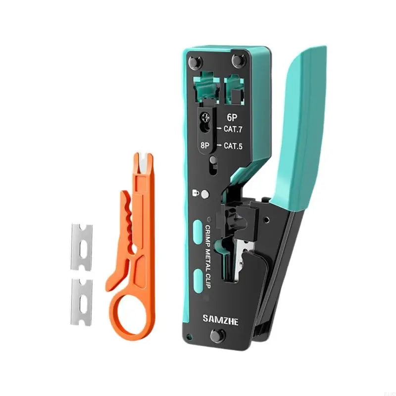 RJ45 RJ11 Cable Crimping Pliers 8P 6P Wire Cutter and Cover Remover with Grip Handle for Home Wiring Repair Use F19E