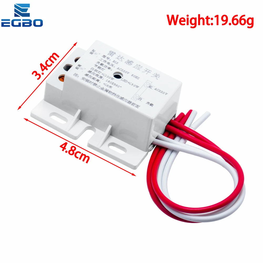 1~10PC 220V AC 50Hz Auto Infrared Sensor Switch PIR Microwave Radar Body Motion Sensor Module Adjustable For Time Distance Range