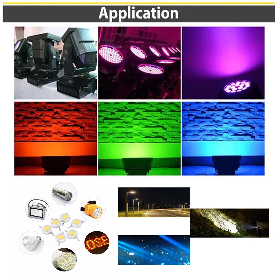 10-100pcs 1W 3W High Power LED Light-Emitting Diode LEDs Chip SMD Warm White Red Green Blue Yellow SpotLight Downlight Lamp Bulb