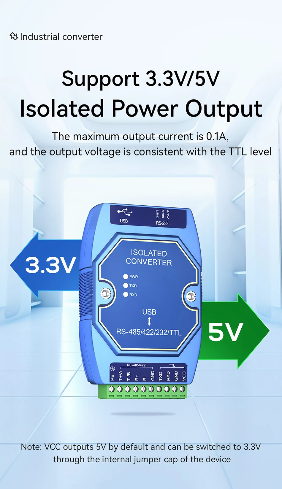 FT232RL USB To RS485 RS422 RS232 TTL Industrial Converter CDSENT E810-U15 FTDI FT232 Power Signal Isolation Type-C DC4.5~5.5V
