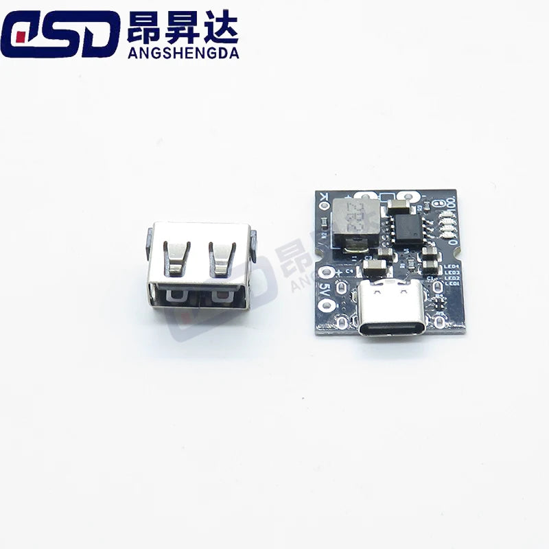 5V 2A Type-C USB Boost Converter Module with LED Display Charging Protection Board for 3.7V/4.2V Li-ion Battery DIY Power Bank