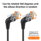 Swivel Bend Cat6a/Cat6/Cat6 Network Cable 10G X 104M Finished Jumper Fine 360° Right Angle RJ45 Connector High-Speed Data Transf