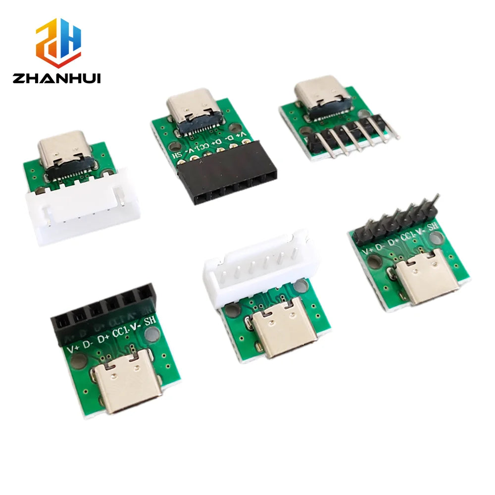 5/10/20Pcs USB 3.1 Type C 16 Pin to 6P 2.54mm Test PCB Board Adapter Connector Socket for Data Line Cable Transfer & Debugging